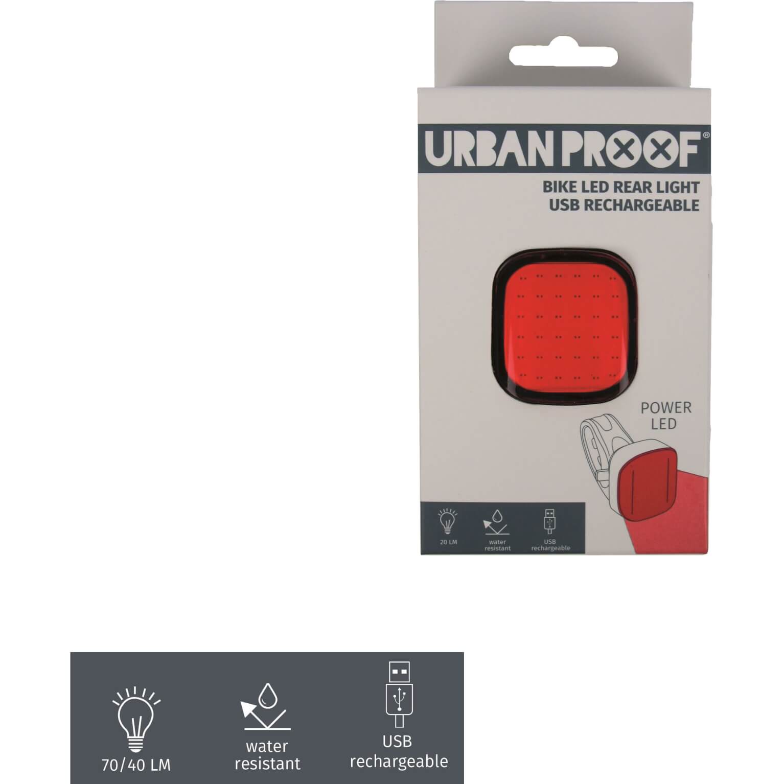 Urban Proof achterlicht led usb