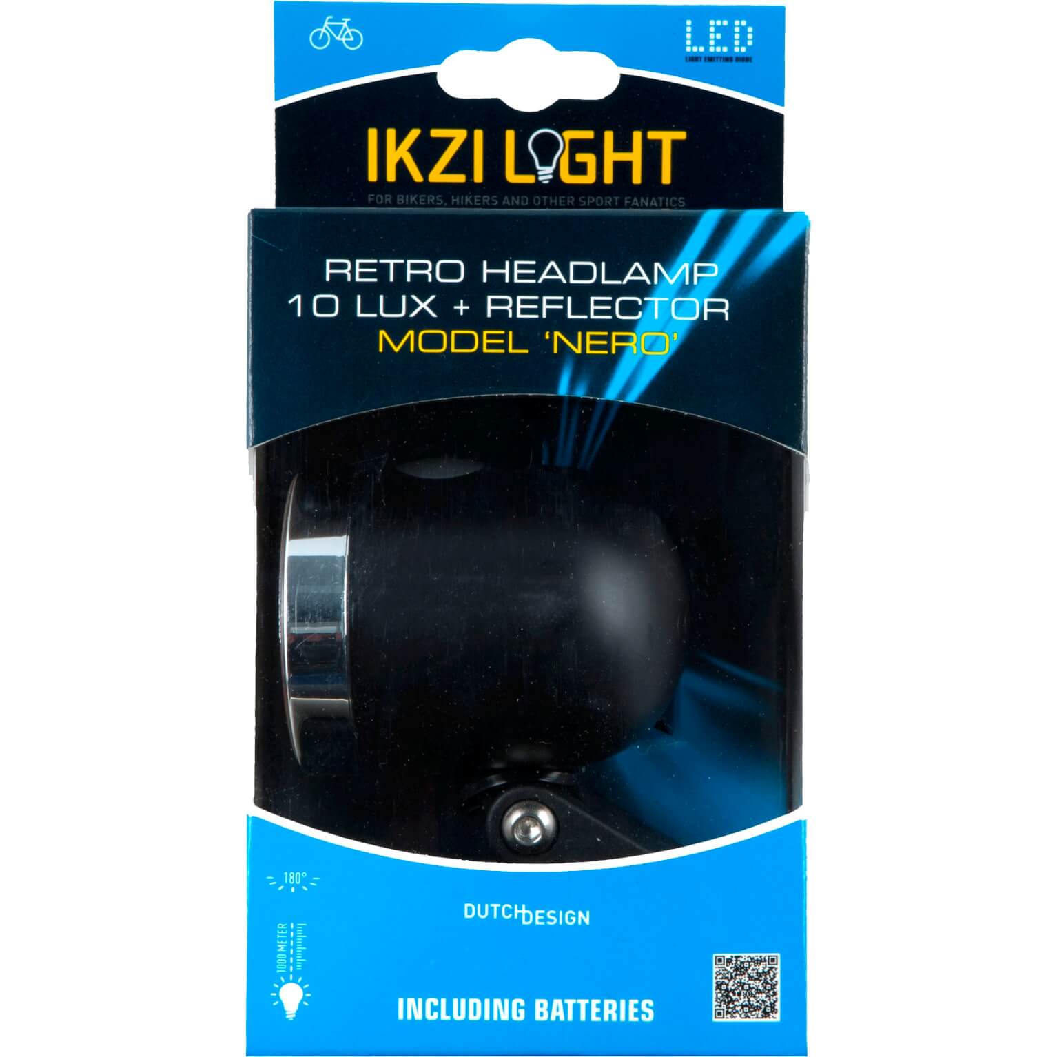 IKZI Light koplamp Nero batterij 10 lux zwart