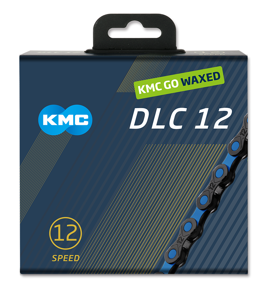 KMC ketting DLC12 black/blue 126s waxed