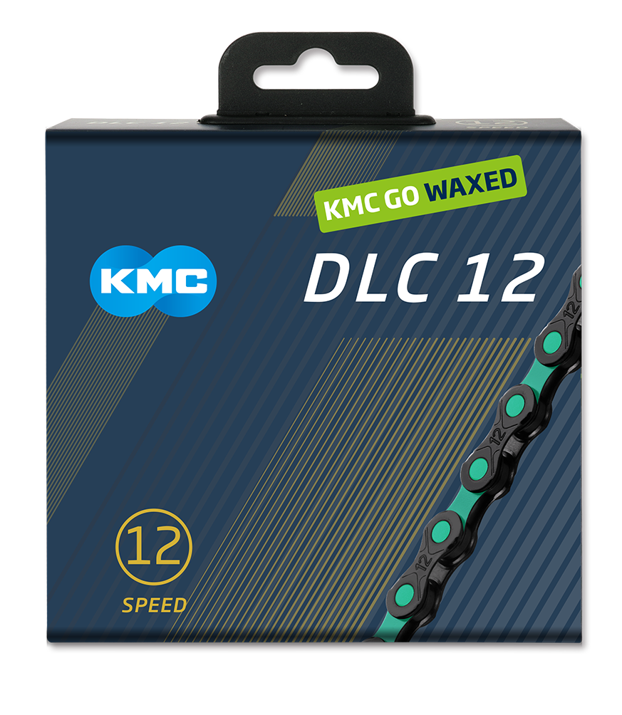 KMC ketting DLC12 black/celeste 126s waxed