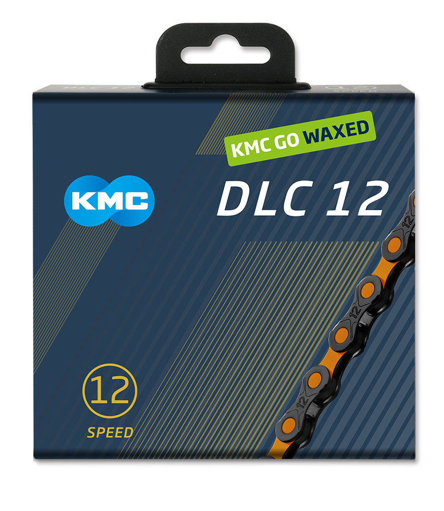 KMC ketting DLC12 black/orange 126s waxed
