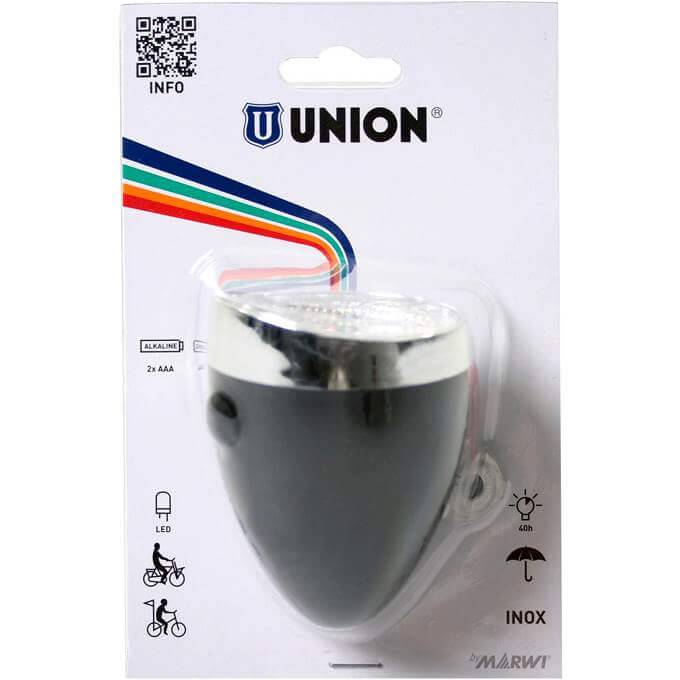 Union koplamp UN-4955 Retro mini batterij zwart op kaart