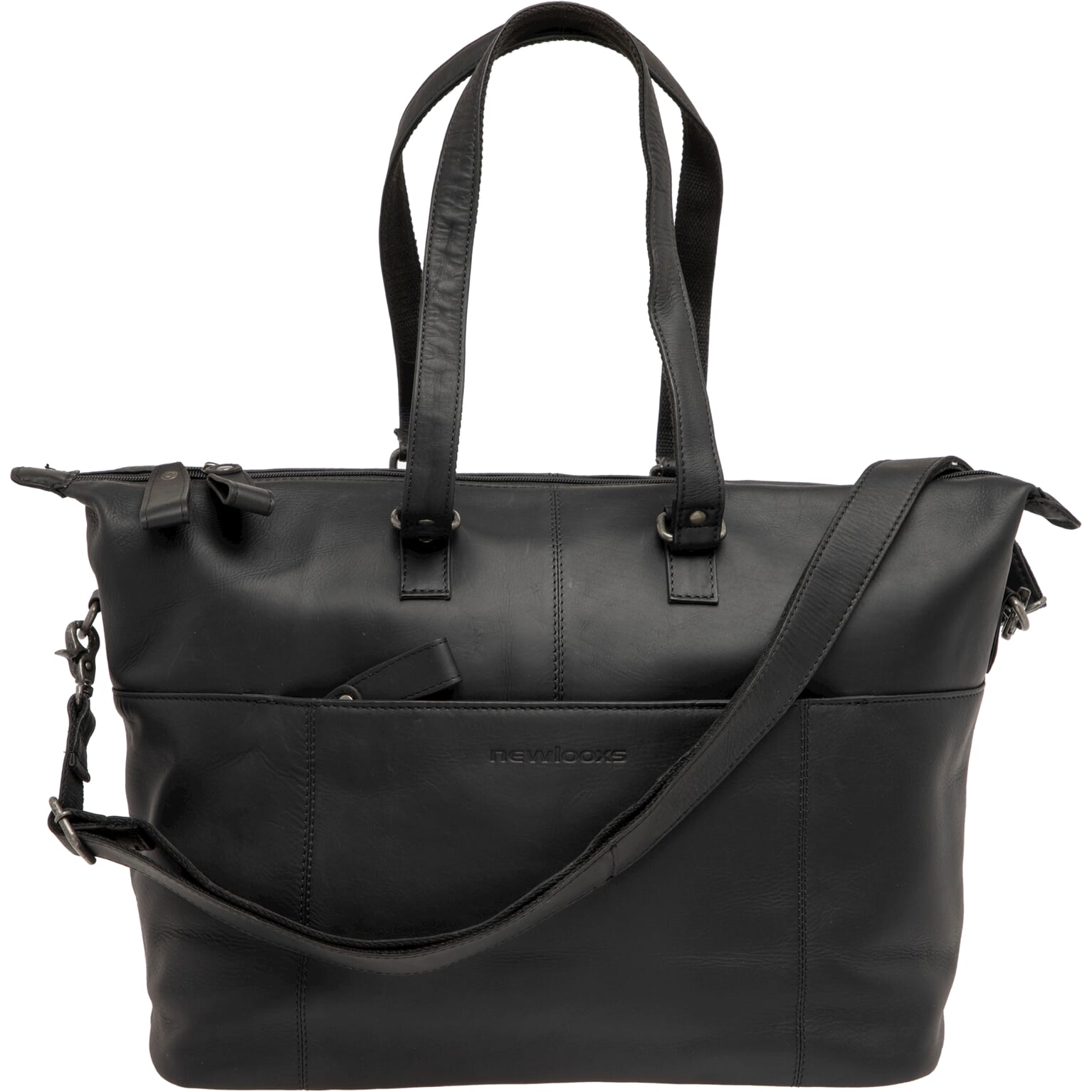 New Looxs leren laptop fietstas Verla zwart 21 liter