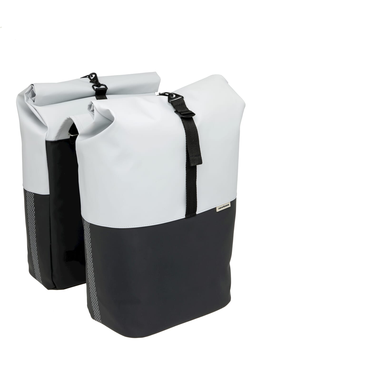 New Looxs fietstas dubbel Nyborg lichtgrijs/zwart 34L