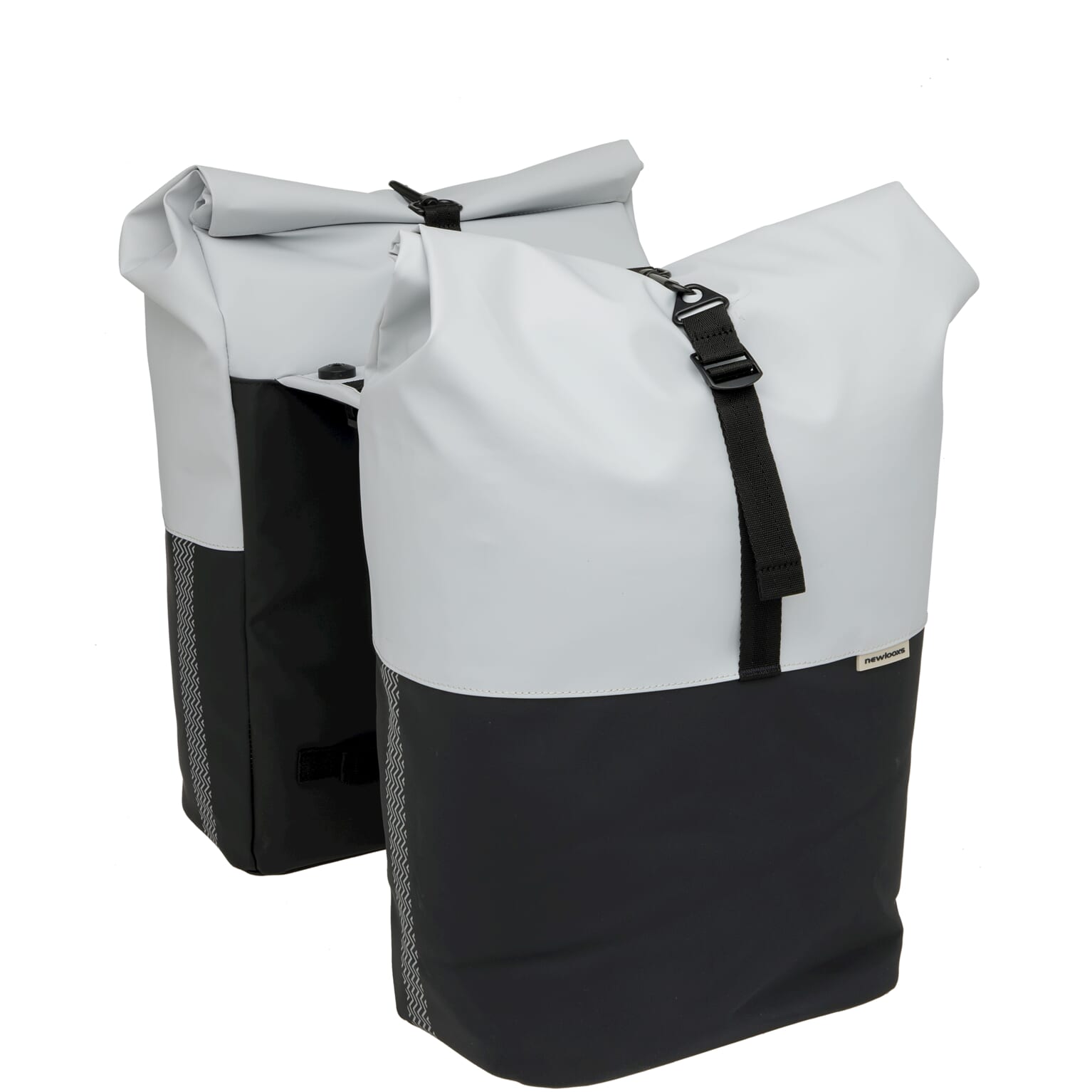 New Looxs fietstas dubbel Nyborg lichtgrijs/zwart MIK 34L