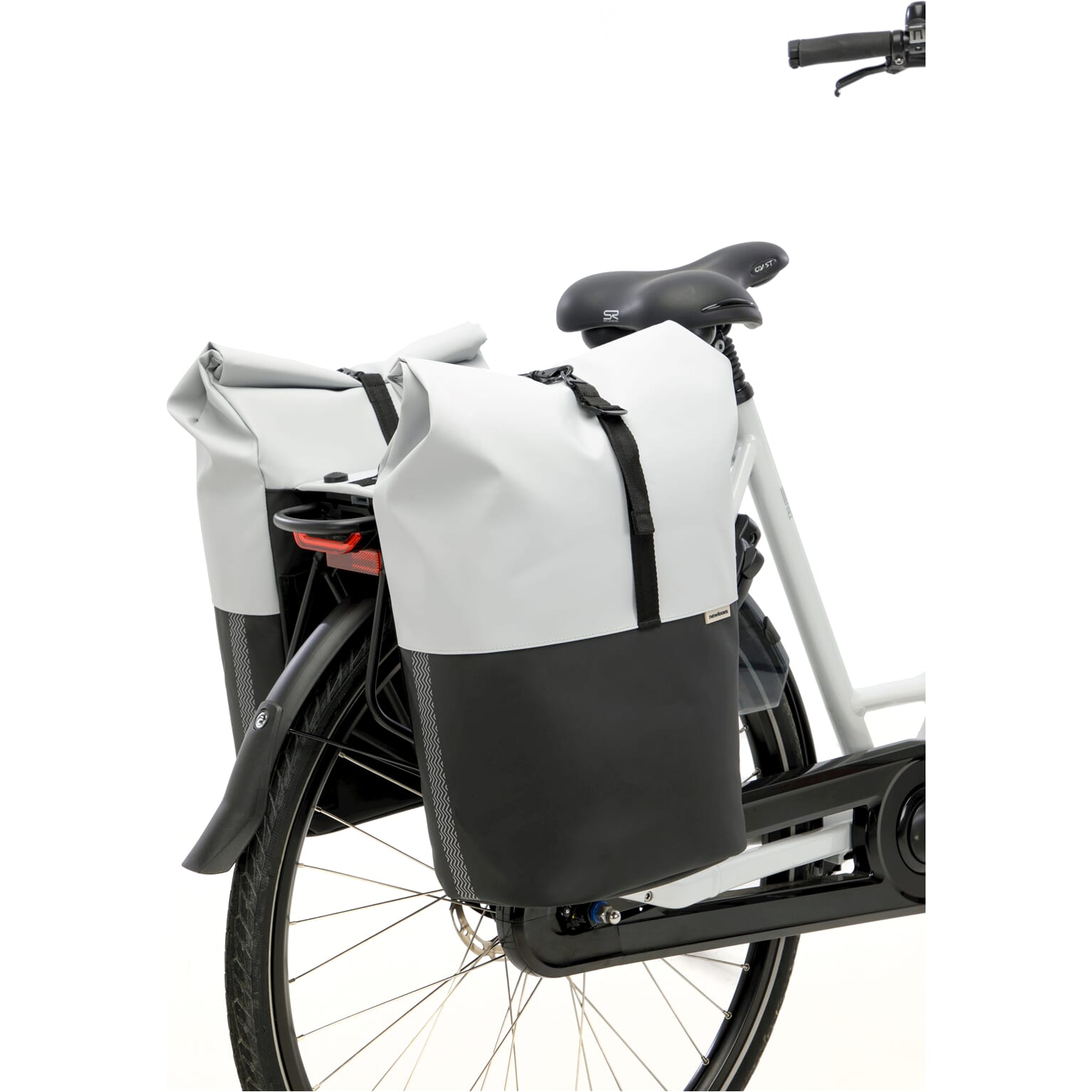 New Looxs fietstas dubbel Nyborg lichtgrijs/zwart MIK 34L