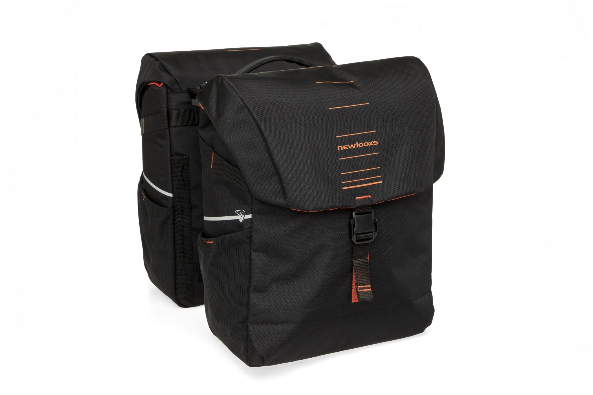 New Looxs fietstas dubbel Vigo zwart oranje MIK 40L