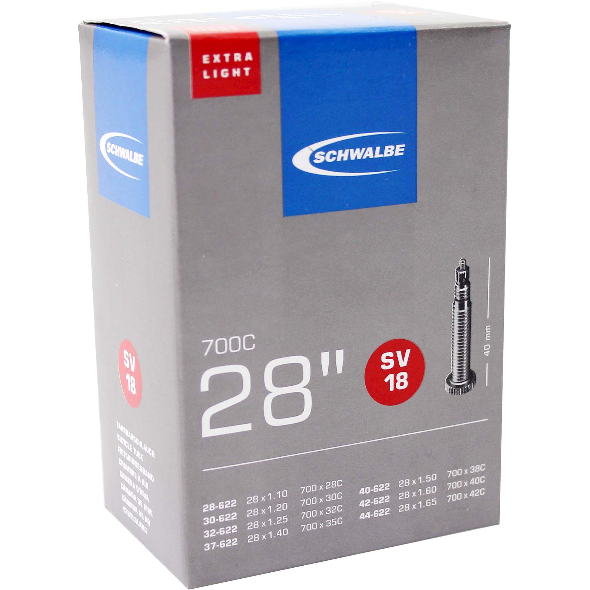 Schwalbe binnenband SV18 Extra Light 28 x 1.10 - 1.65 fv 40mm