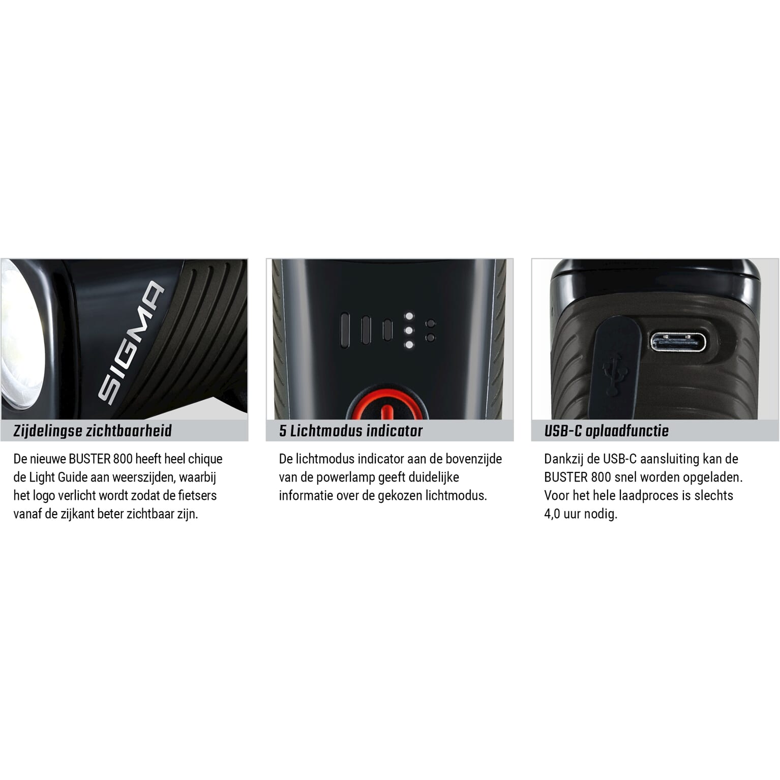 Sigma koplamp Buster 800 usb