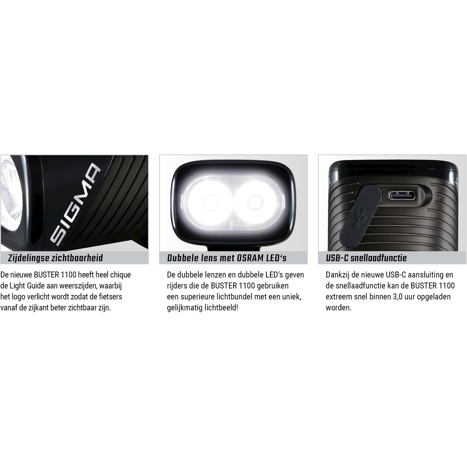 Sigma verlichtingsset Buster 1100 + Buster RL 150 usb