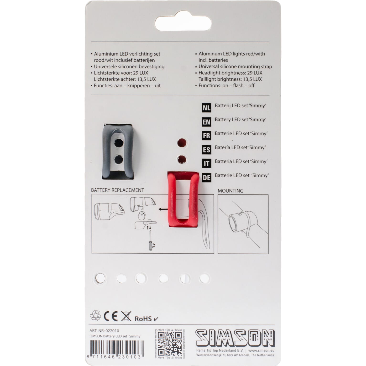 Simson verlichtingsset Simmy batterij