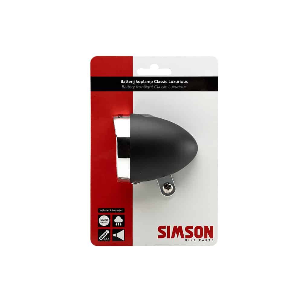 Simson koplamp Classic Luxurious batterij 30 lux zwart