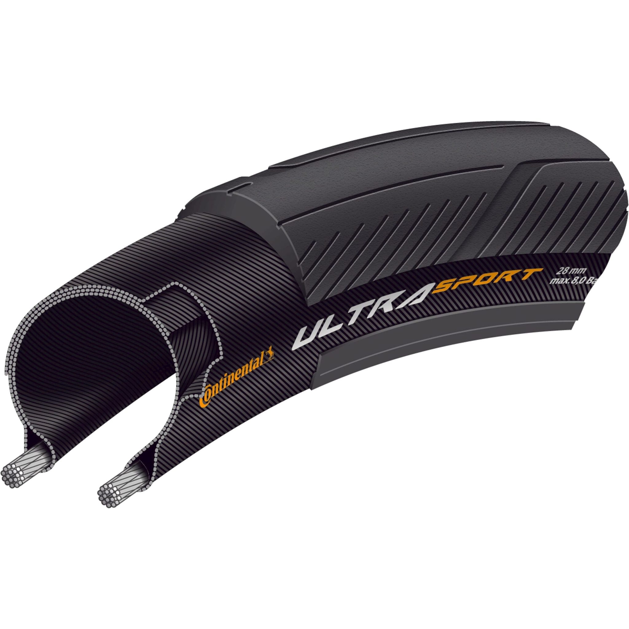 Continental buitenband Ultra Sport 700 x 28 zwart vouw