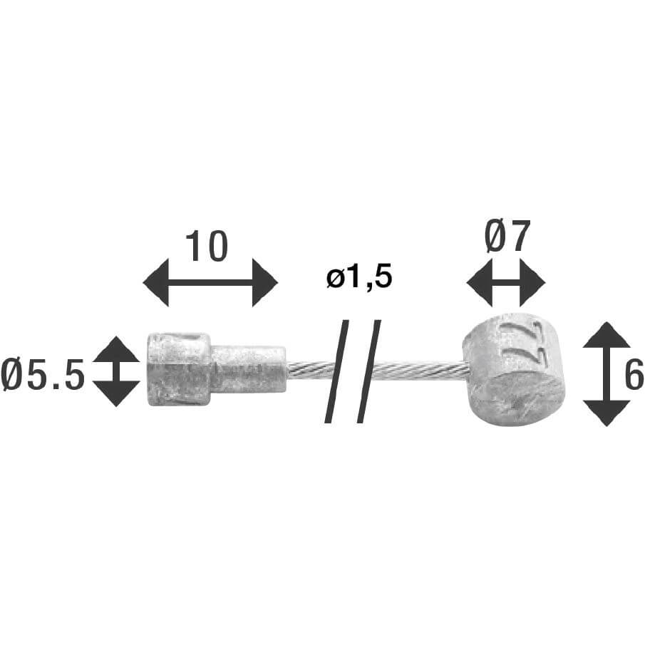 Elvedes rem binnenkabel rvs 2 nippels ton 7x6 peer 5.5x10