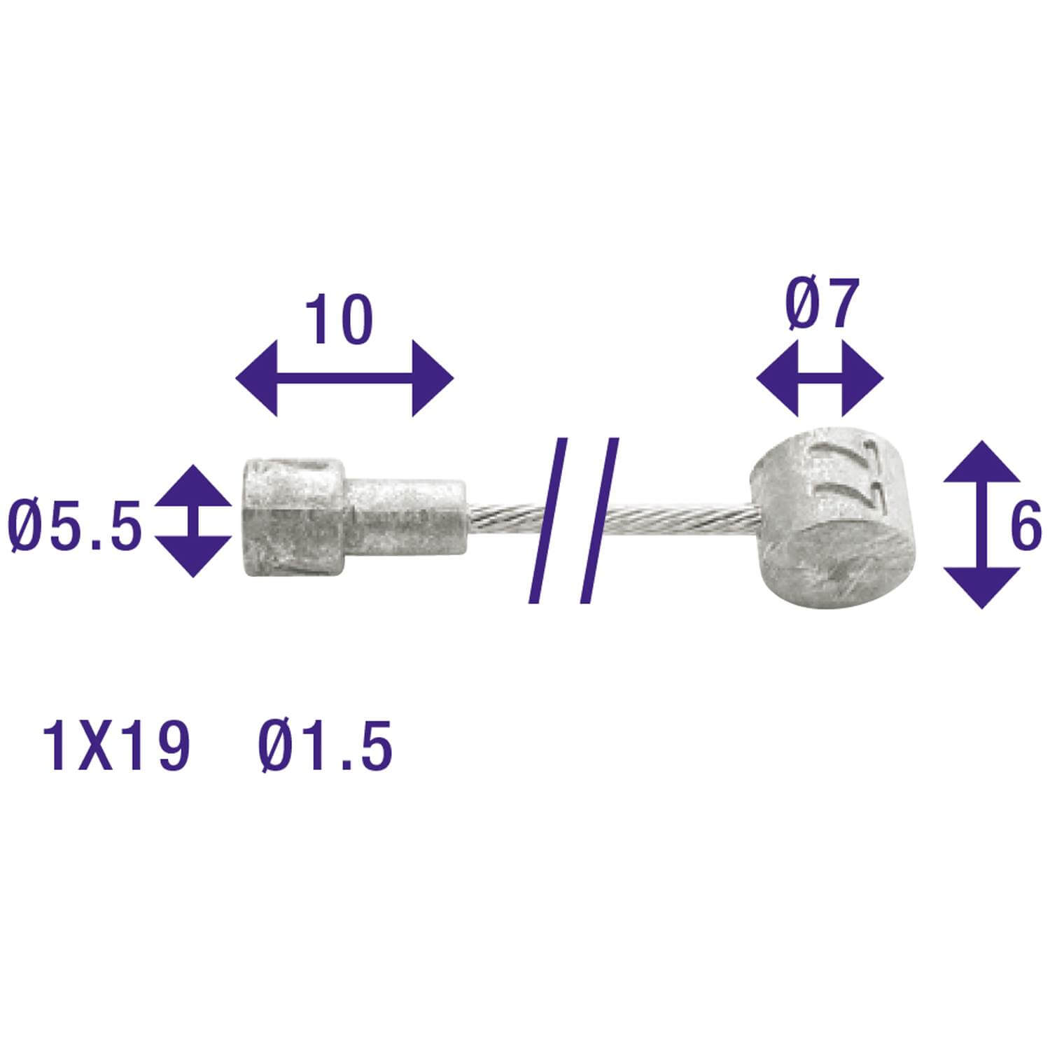 Elvedes rem binnenkabel rvs 49draads 2 nippels ton 7x6 peer 5.5