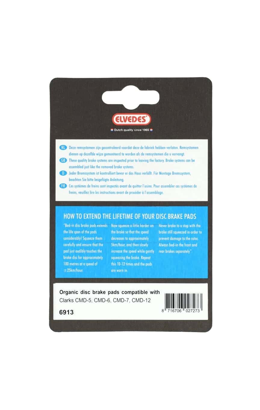 Elvedes schijfremblok Clarks CMD-5, 6, 7,12 organic