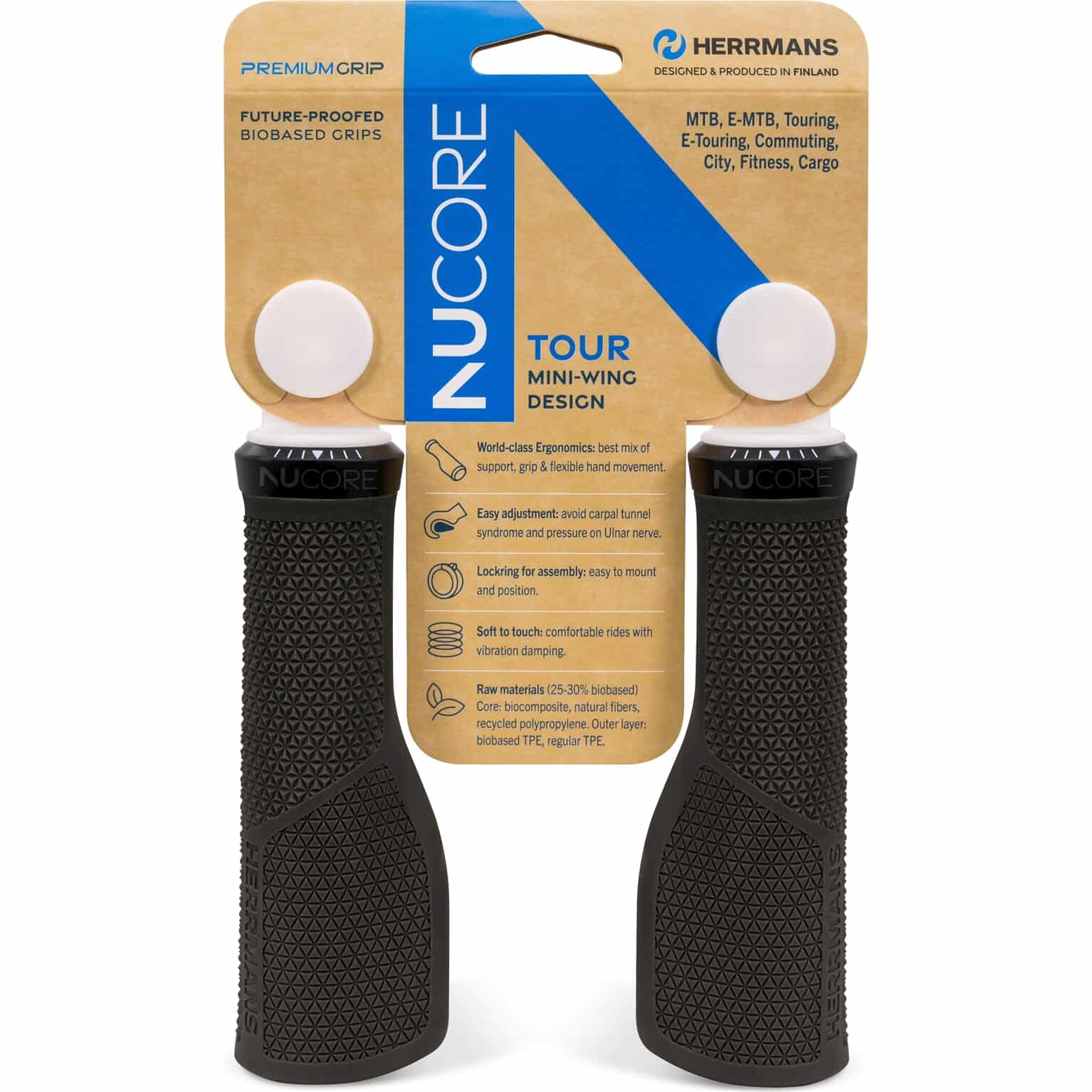 Herrmans Handvatten Nucore Grip Tour Peak 130mm Zwart