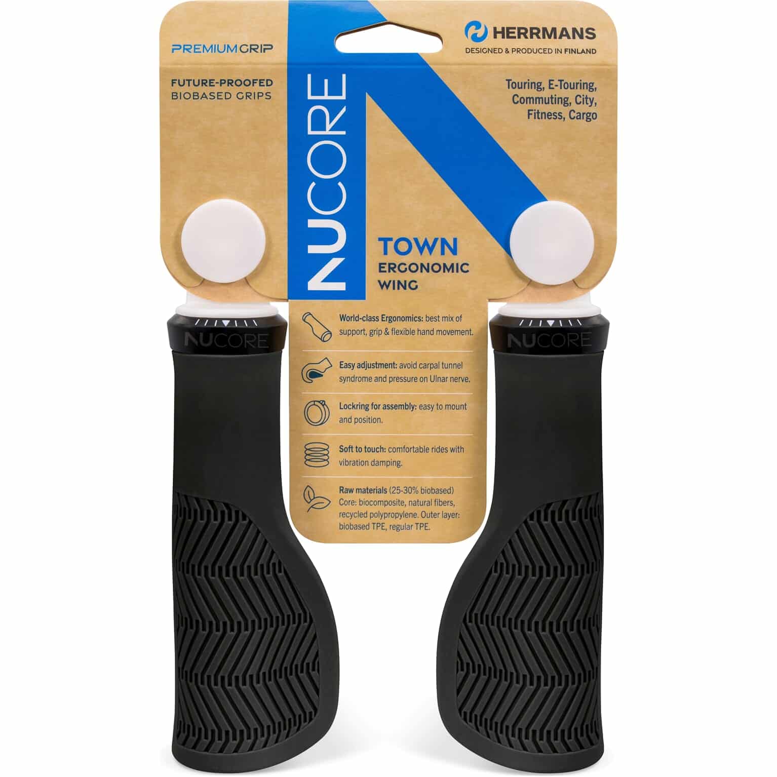 Herrmans Handvatten Nucore Grip Town Wave 130mm Zwart