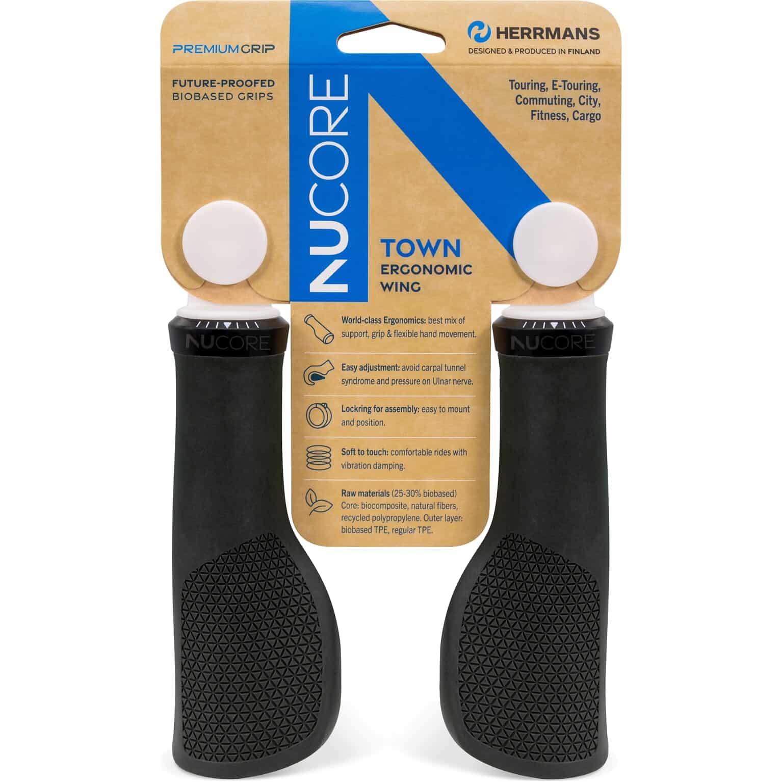 Herrmans Handvatten Nucore Grip Town Peak 130mm Zwart