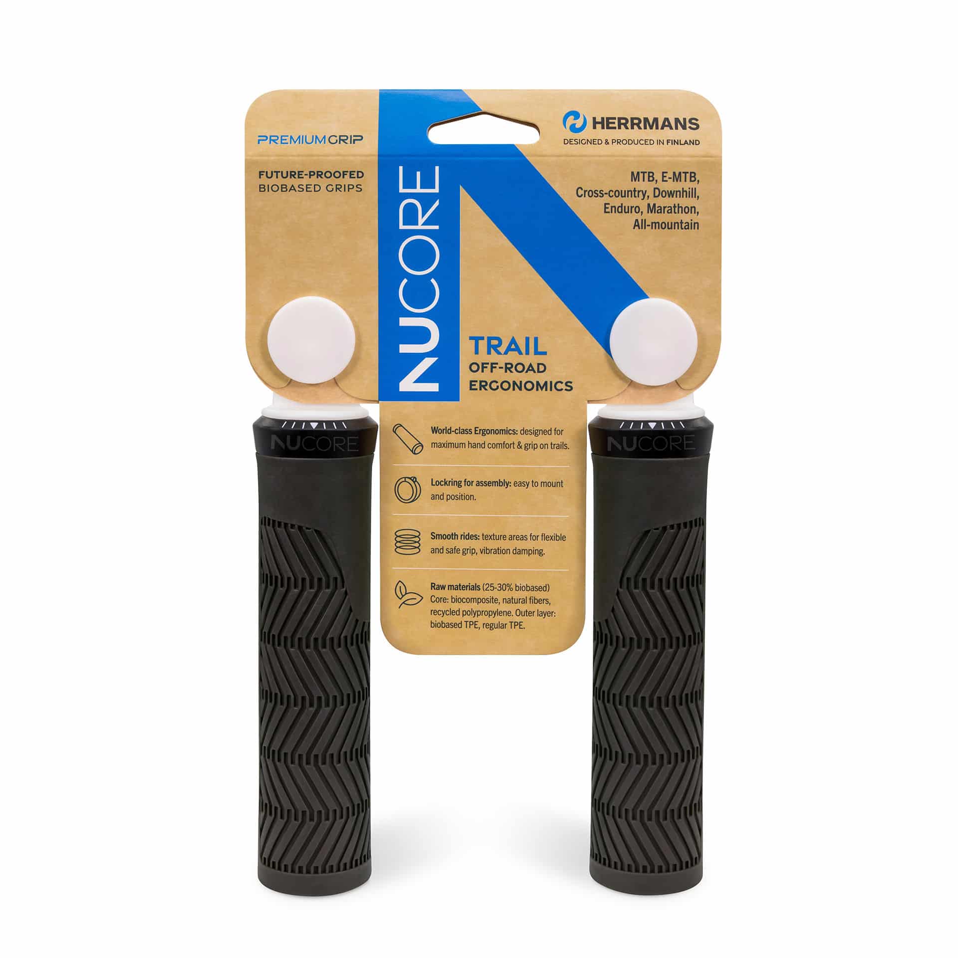 Herrmans Handvatten Nucore Grip Trail Wave 130mm Zwart