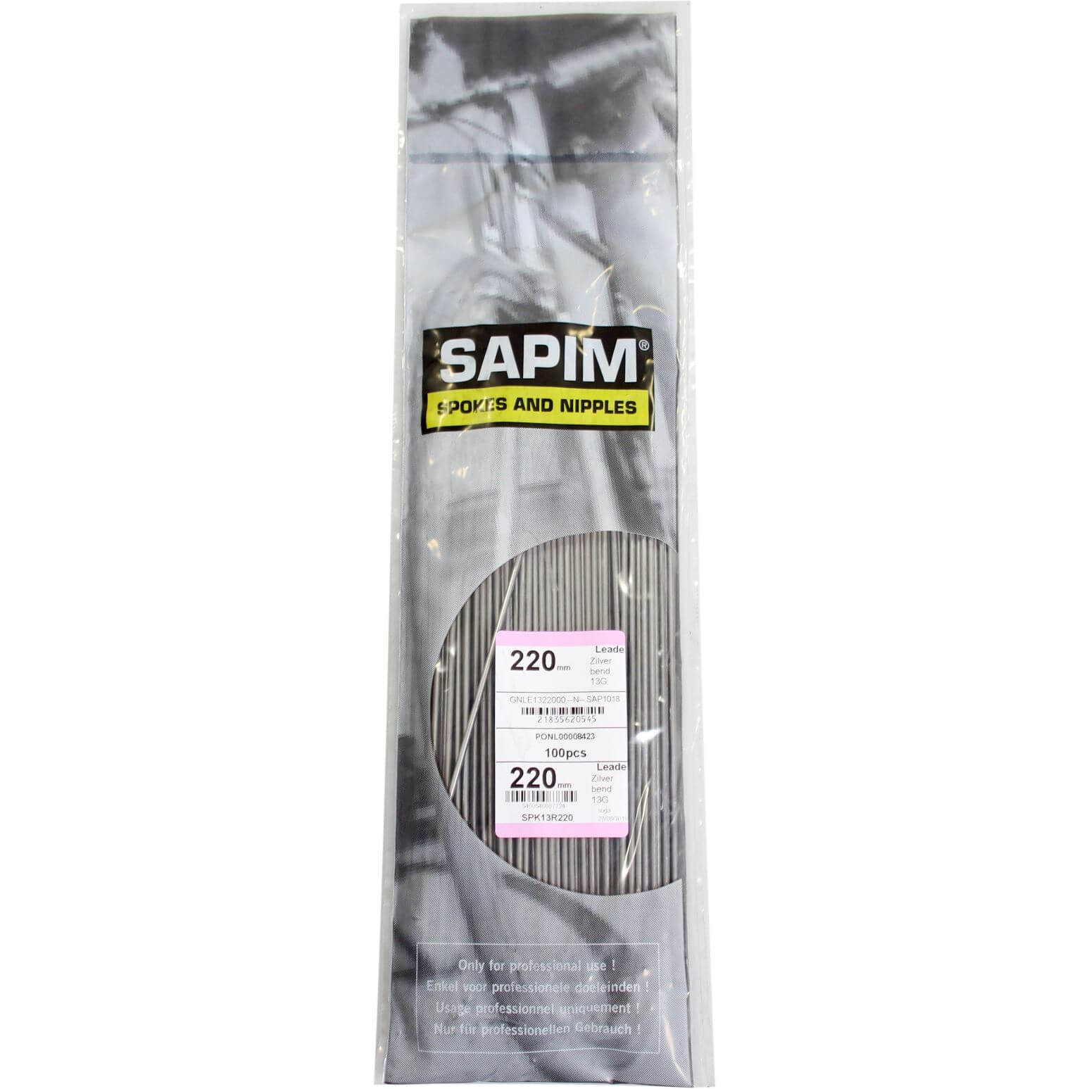 Sapim spaak Leader 13-220 RVS z/nippel (1 stuk)