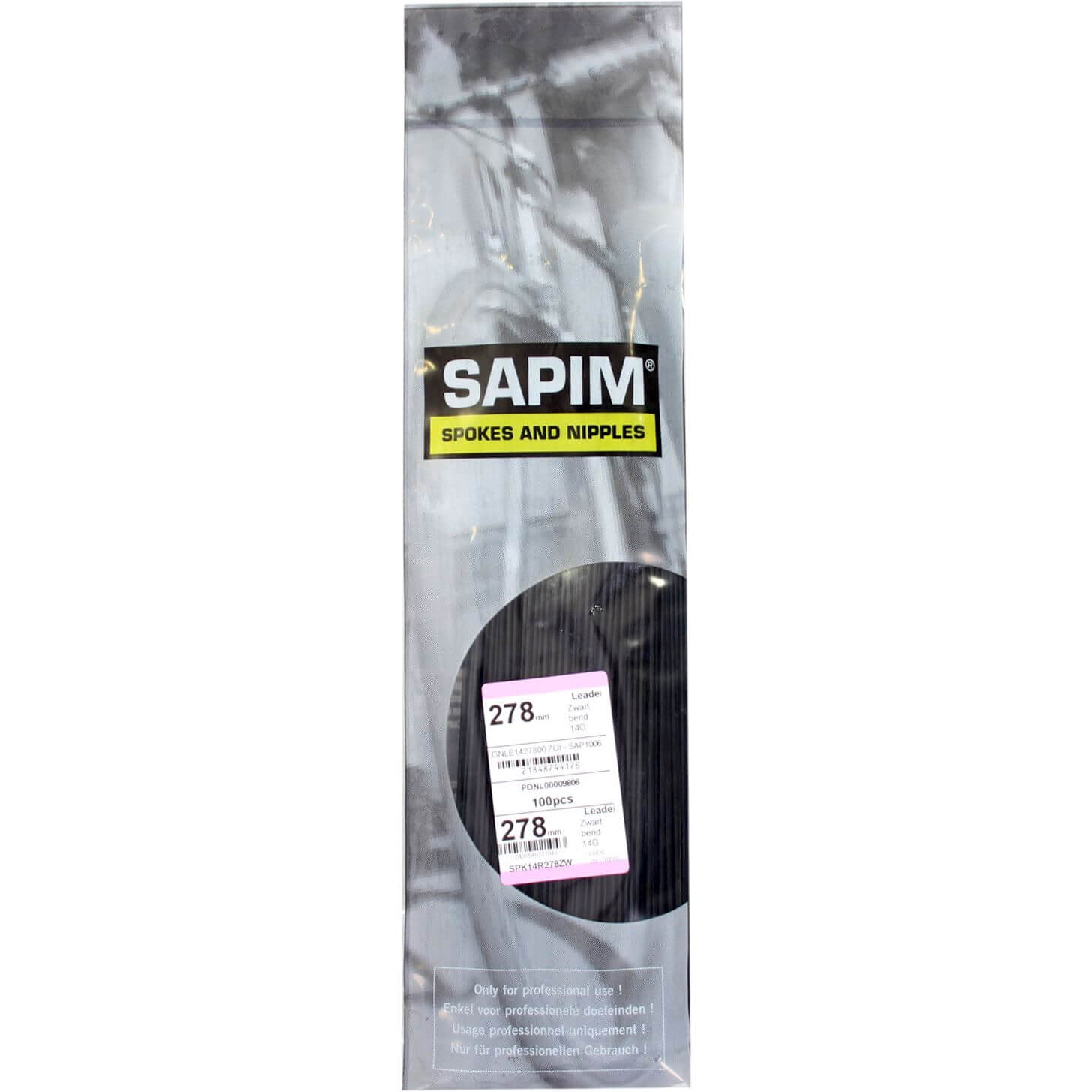 Sapim spaak Leader 14-278 RVS z/nippel zw (1 stuk)
