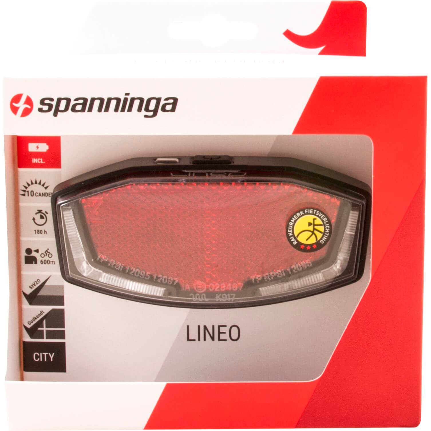 Spanninga achterlicht lineo XB batterij 50/80mm