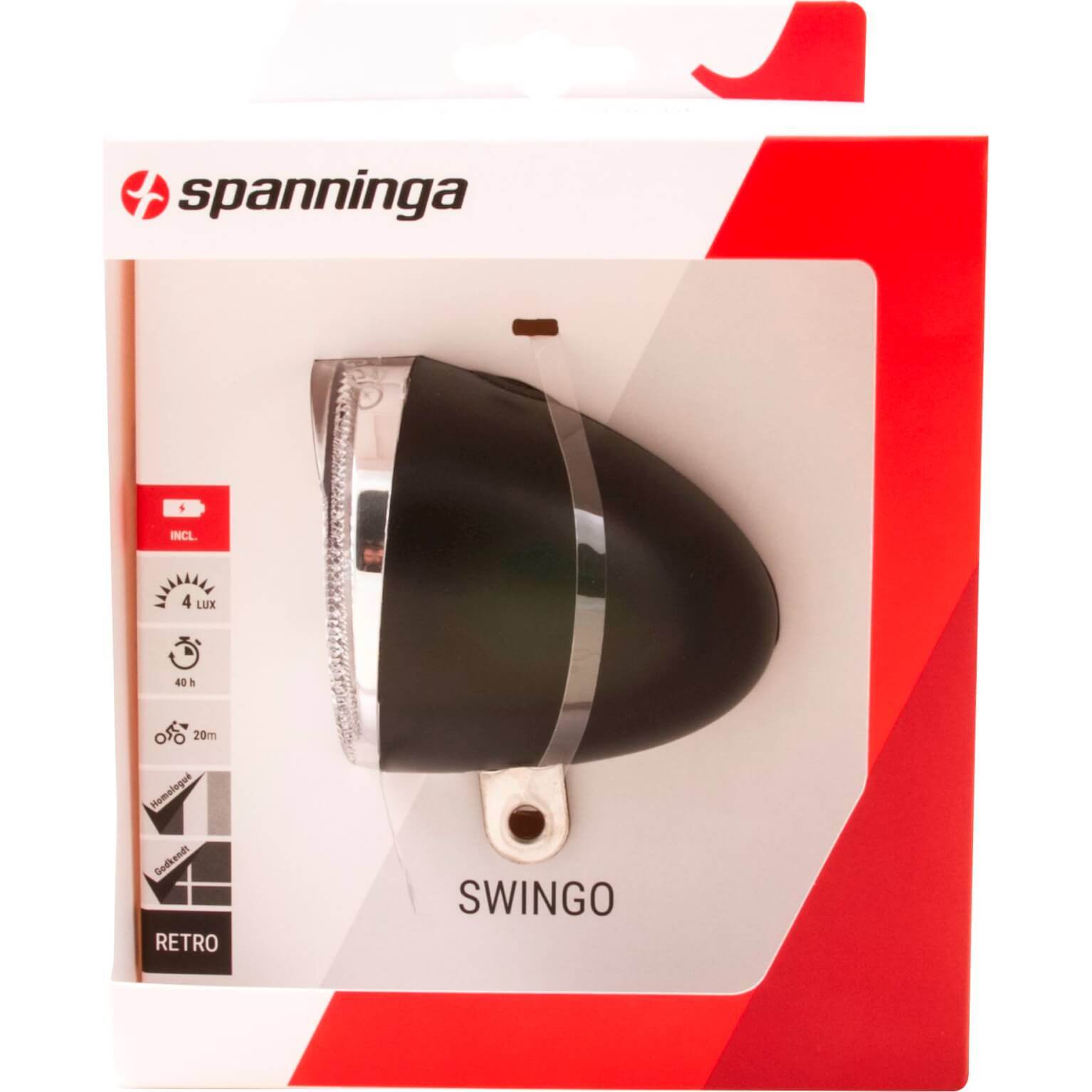 Spanninga koplamp Swingo Xb batterij 4 lux zwart