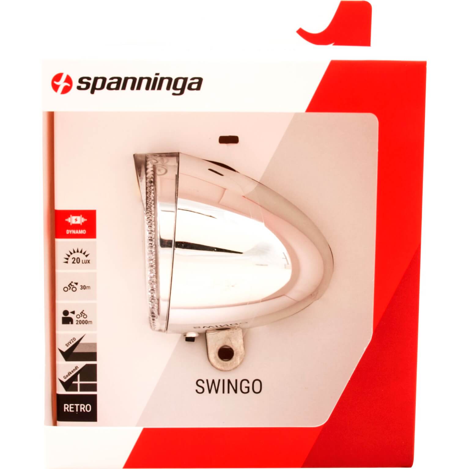 Spanninga koplamp Swingo XDOc aan/uit dynamo 20 lux chroom