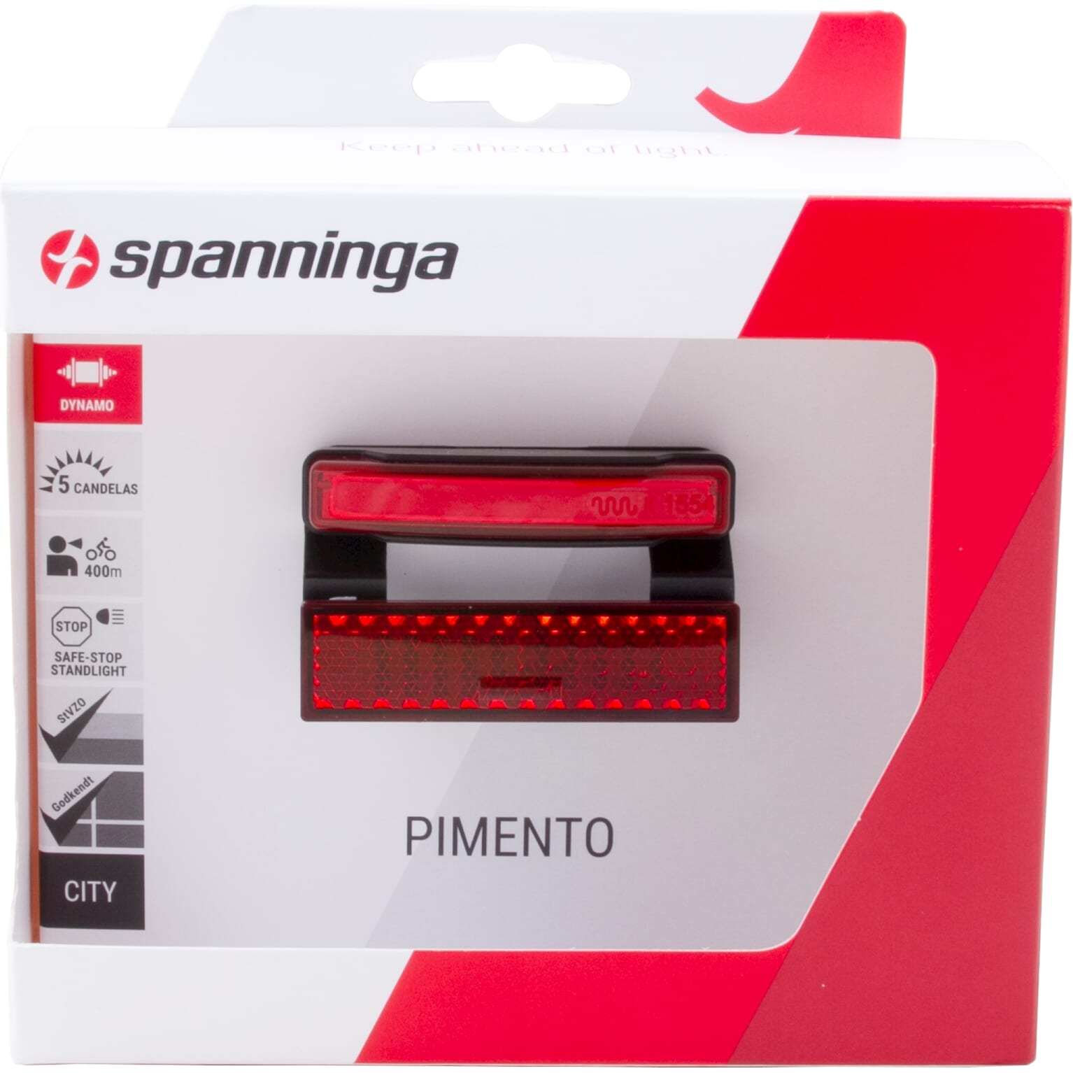 Spanninga achterlicht Pimento XDvS dynamo 50mm