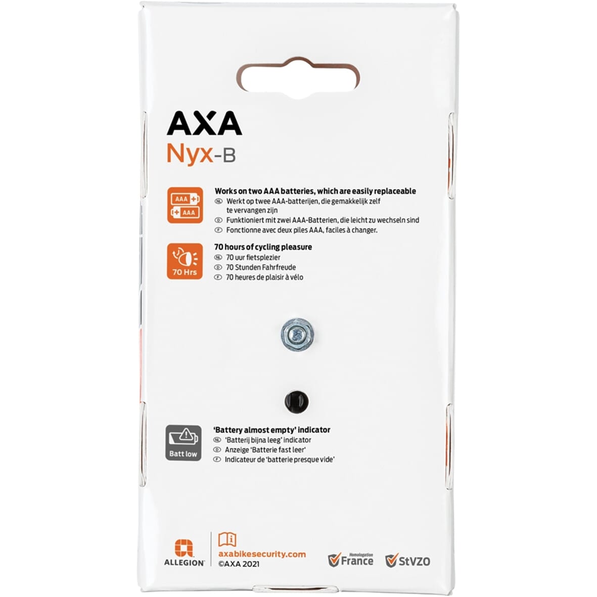 Axa achterlicht Nyx batterij spatbord