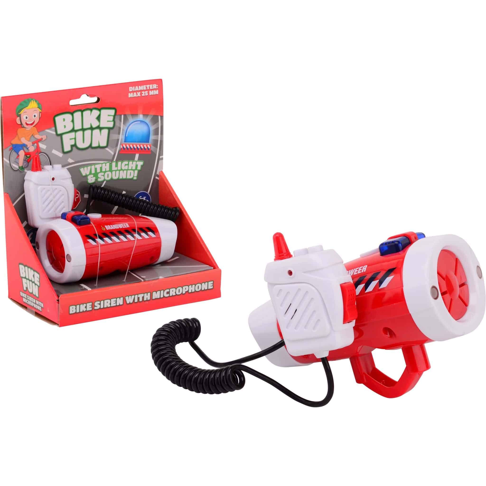 Bike Fun Brandweer sirene met fietslamp en microfoon