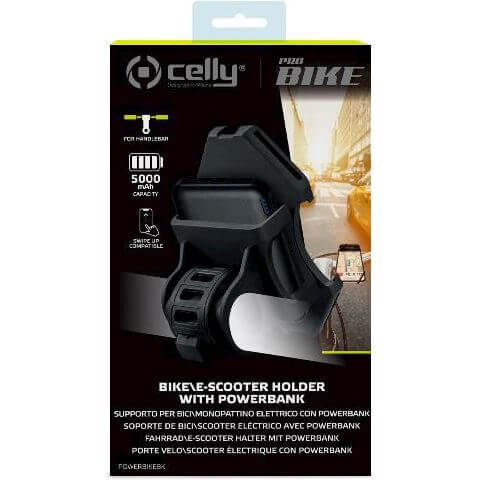 Celly Telefoonhouder Met Powerbank Zwart