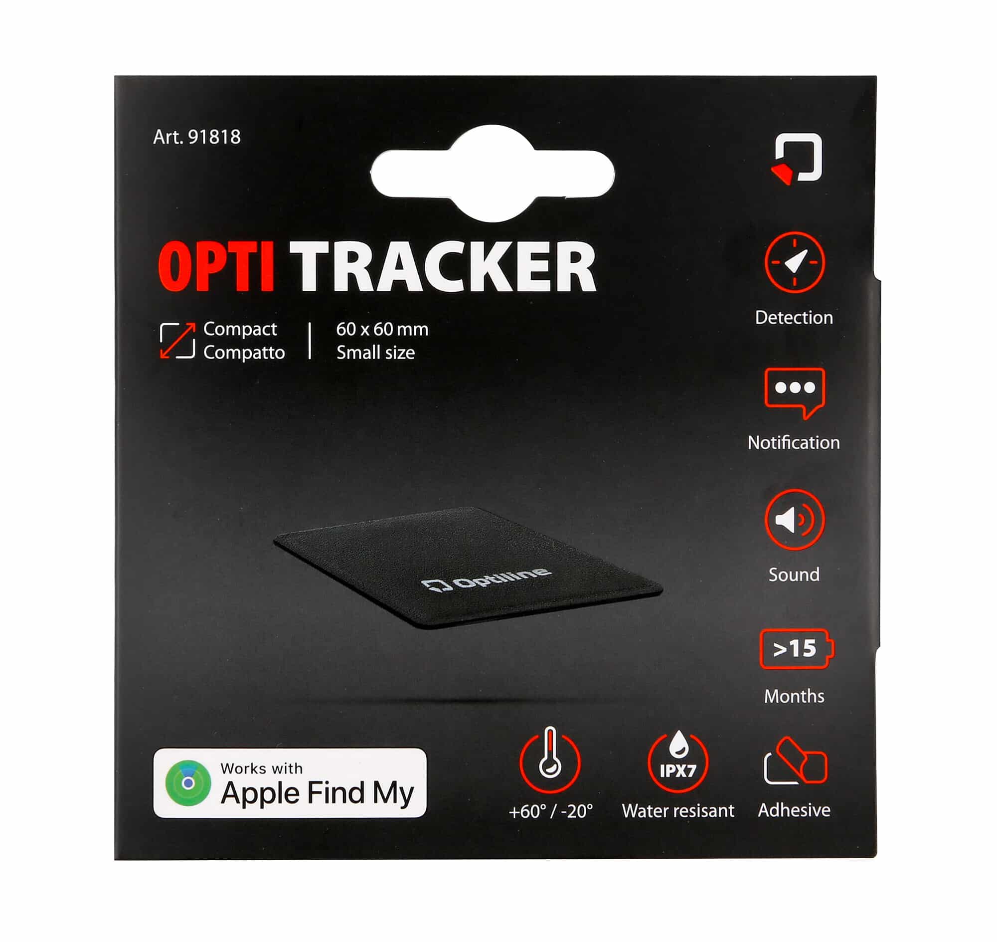 Optiline Tracker Compact, Ultra-thin adhesive locator