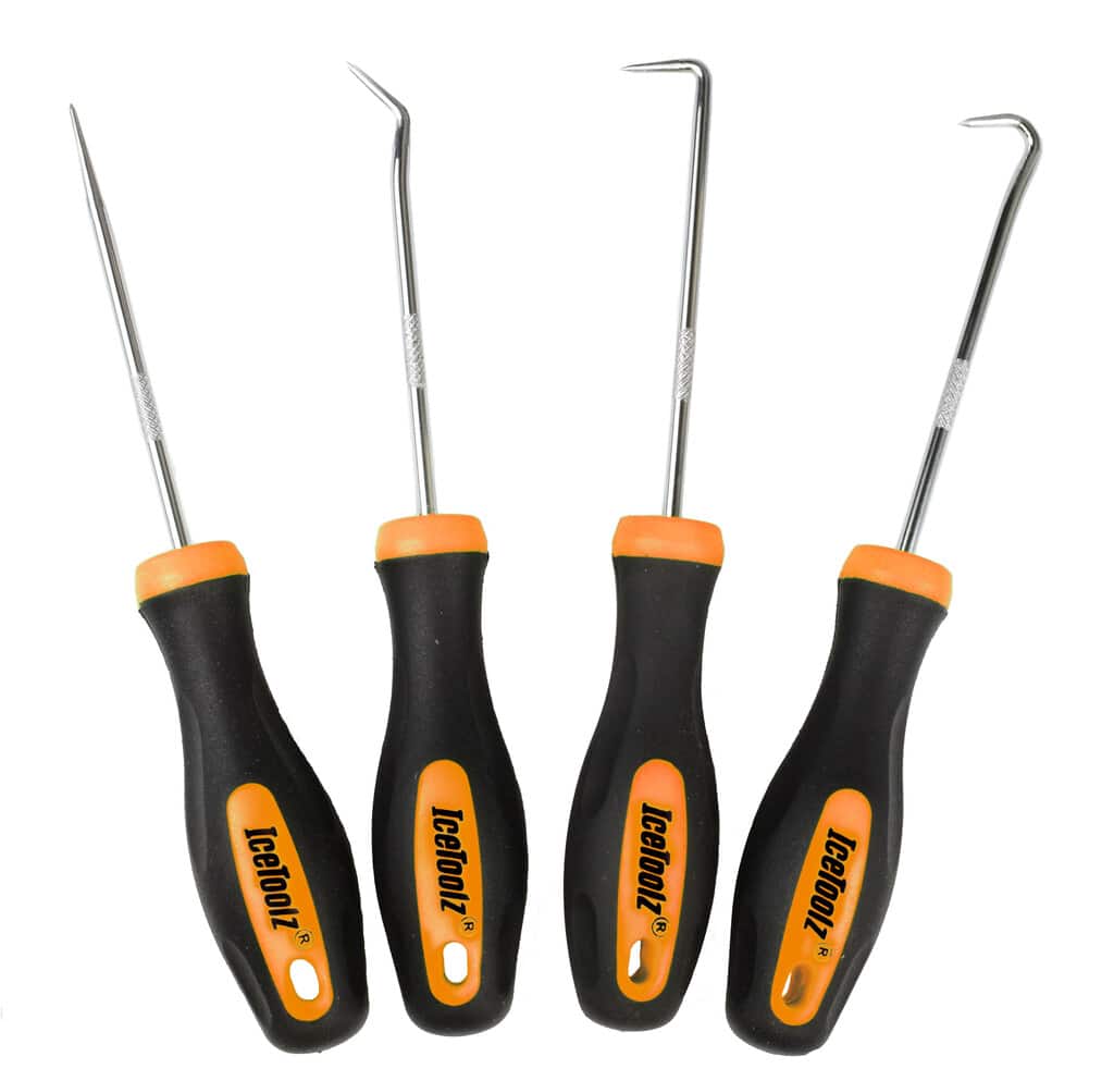 IceToolz haak set, recht, 45gr, 90gr, gebogen, 4-delig