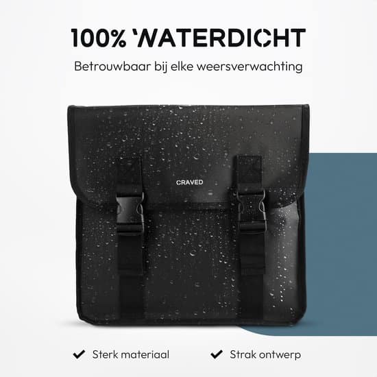 Craved Dubbele Fietstassen - 40 liter - Zwart - Met reflectie - Elektrische Fiets