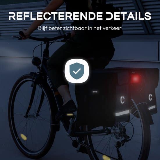 Craved Dubbele Fietstassen - 40 liter - Zwart - Met reflectie - Elektrische Fiets