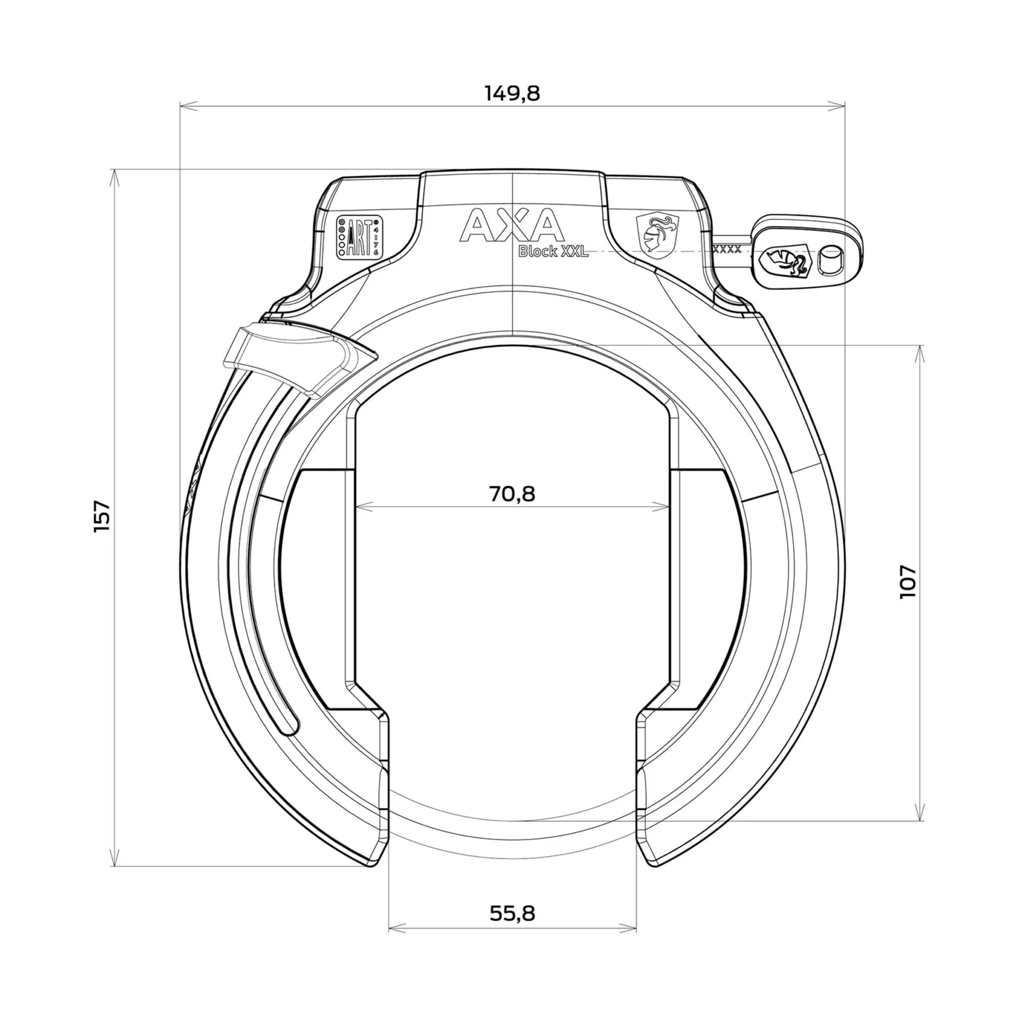 Axa ringslot Block XXL - ART2 - Zwart - Voor brede banden
