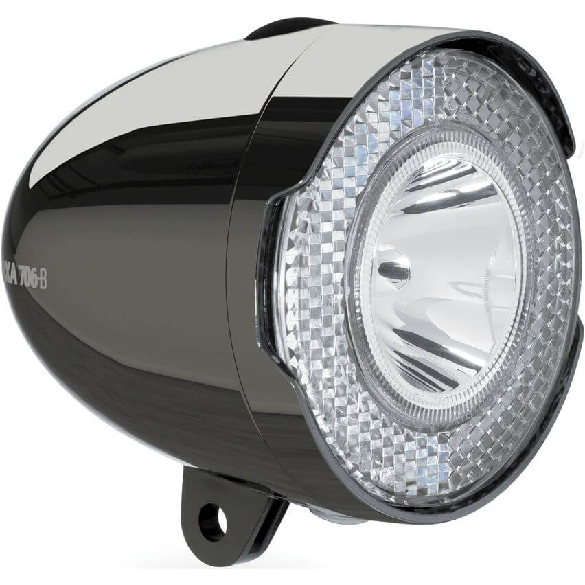 Axa koplamp 706 15 lux batterij dark chrome