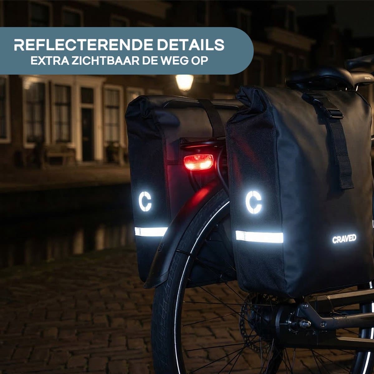 Craved Dubbele Fietstas Spark - 48 liter - Zwart