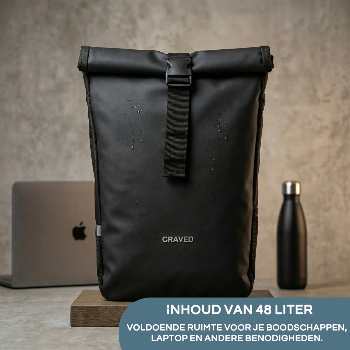 Craved Dubbele Fietstas Spark - 48 liter - Zwart