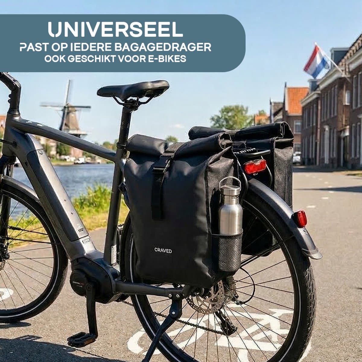 Craved Dubbele Fietstas Spark - 48 liter - Zwart
