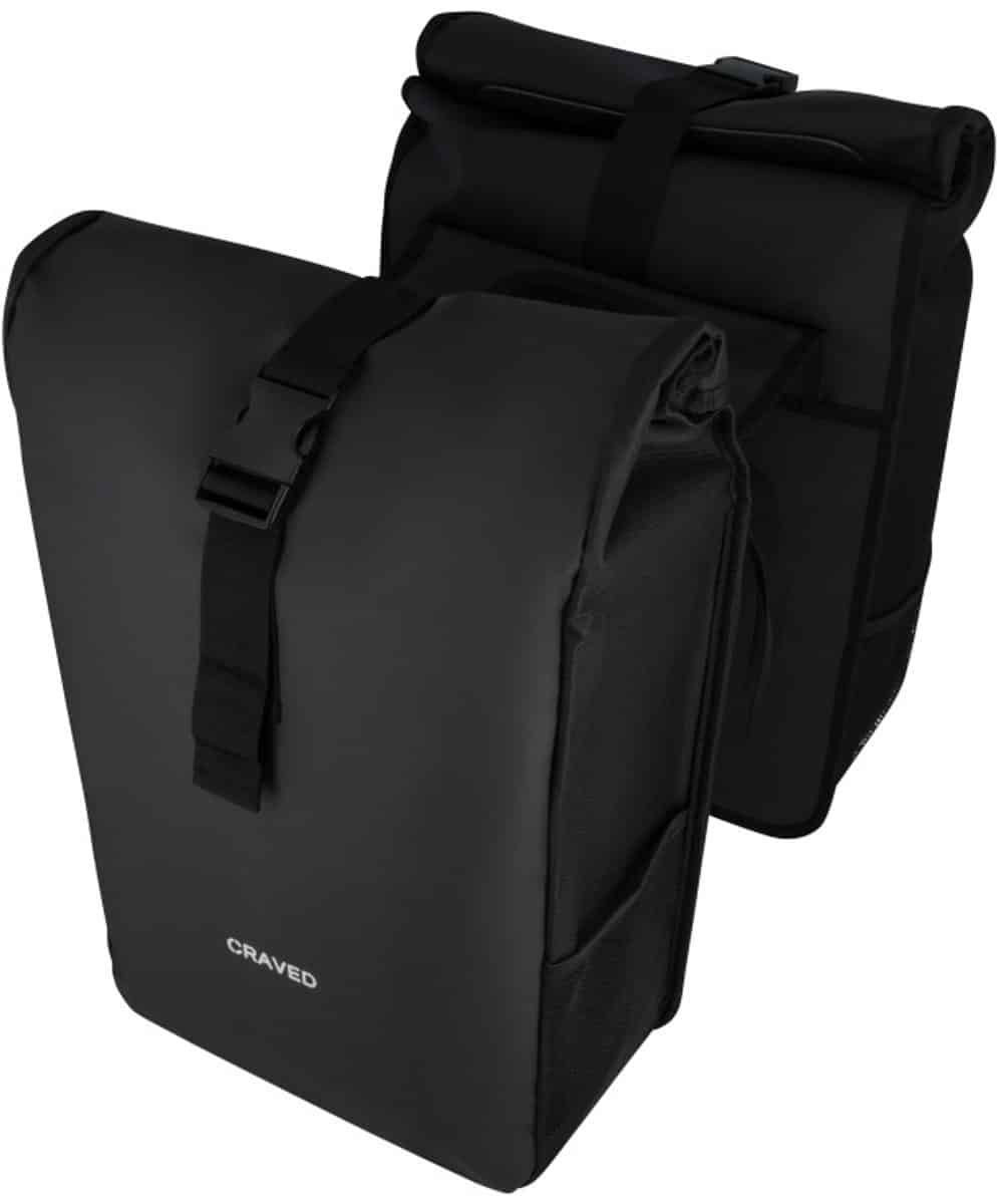 Craved Dubbele Fietstas Spark - 48 liter - Zwart
