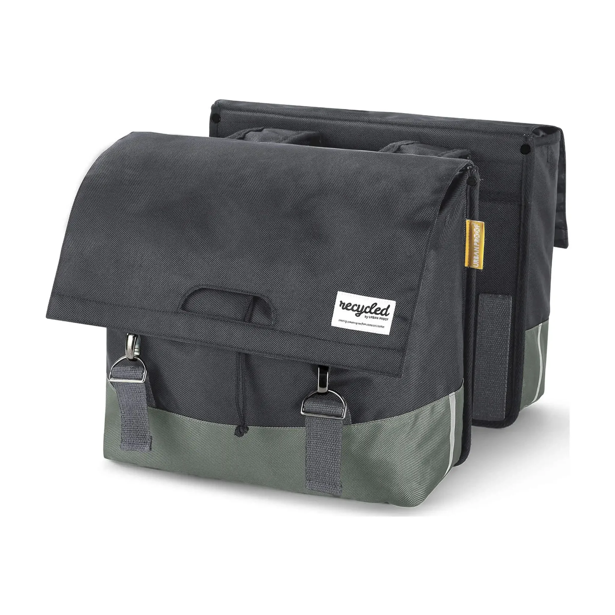 Urban Proof fietstas dubbel 40L recycled groen grijs