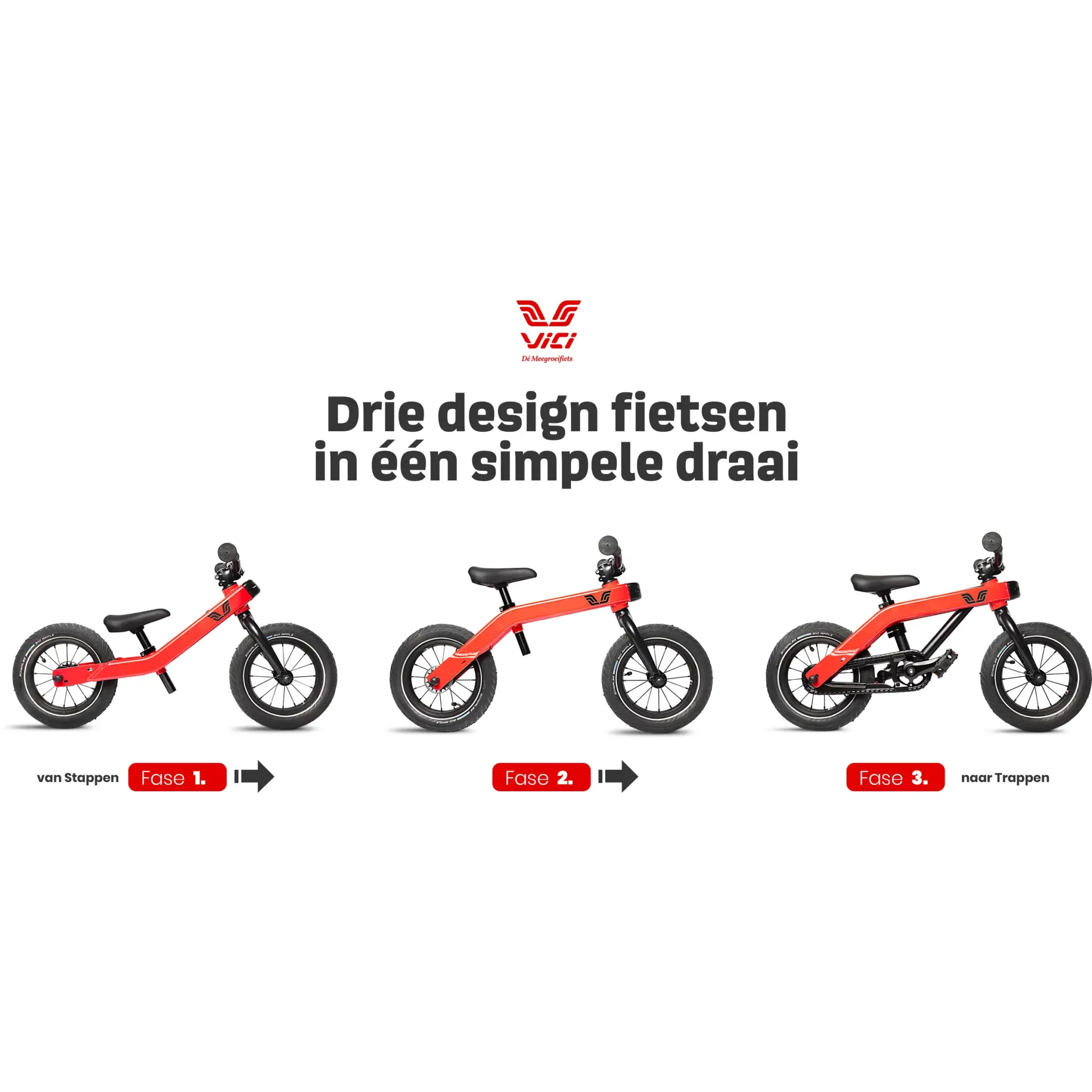 Vici 3-in-1 meegroeifiets brandweer rood