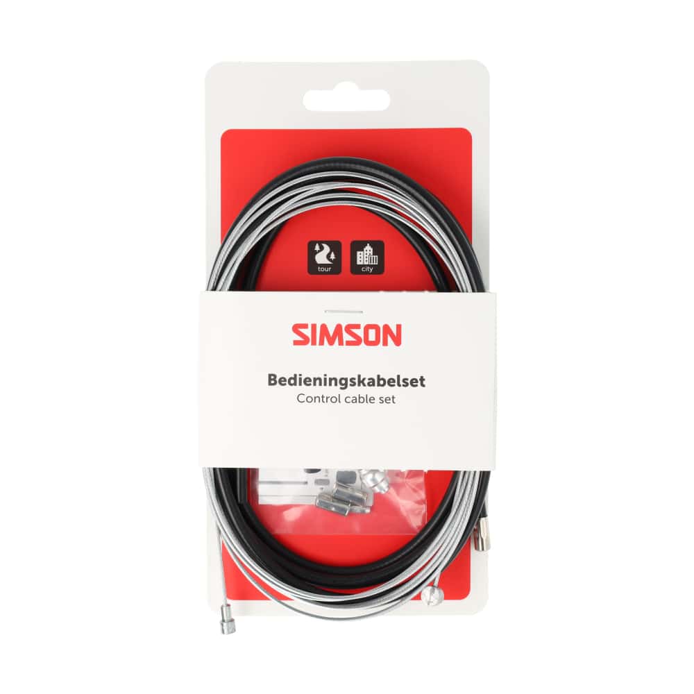 Simson remkabel set universeel 2 nippels RVS zwart