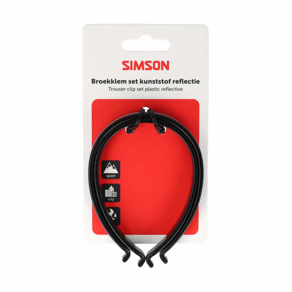Simson broekklemmen kunststof met reflectie
