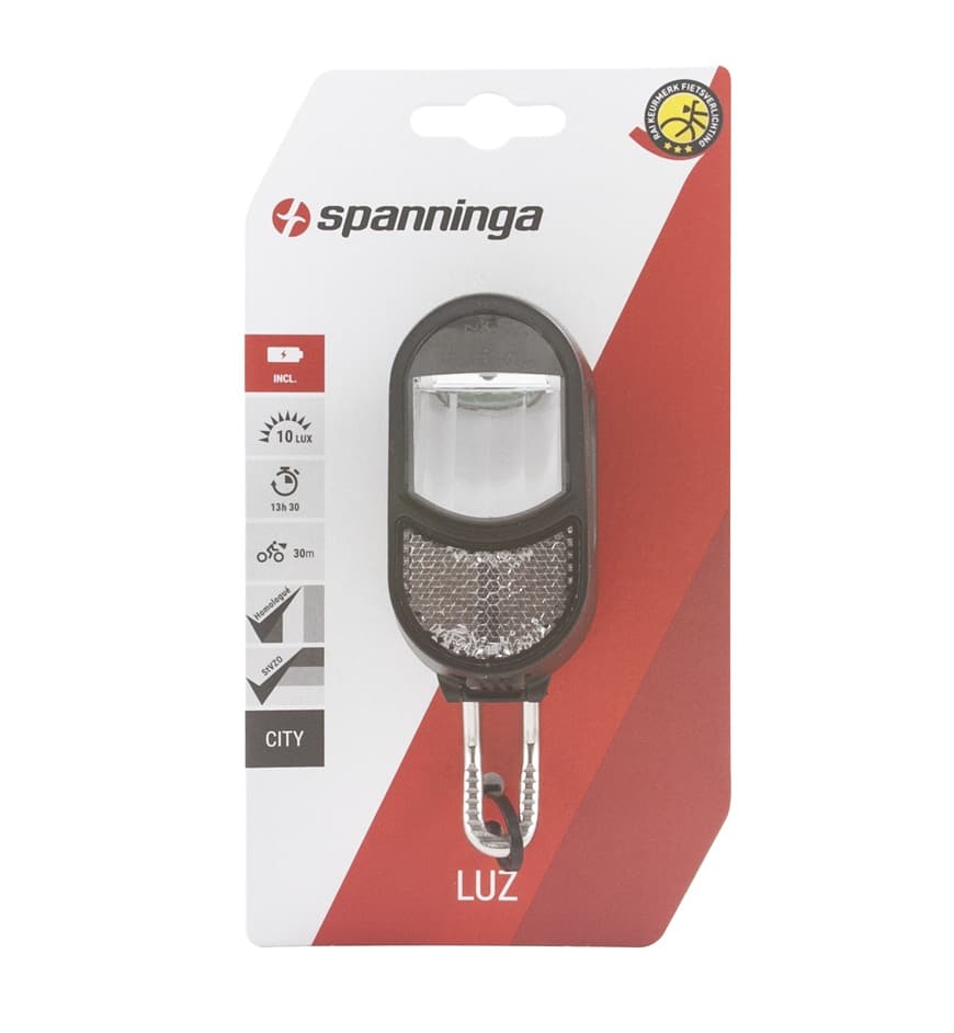 Spanninga koplamp Luz XB met lamphaak zwart