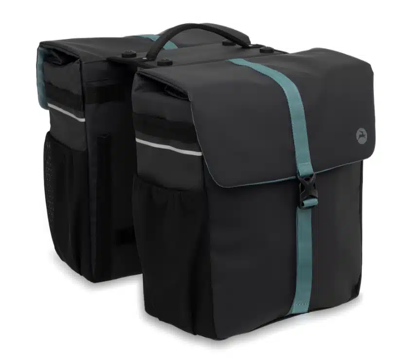 Gazelle Dubbele Fietstas MIK 39 Liter Waterafstotend - Zwart/Groen