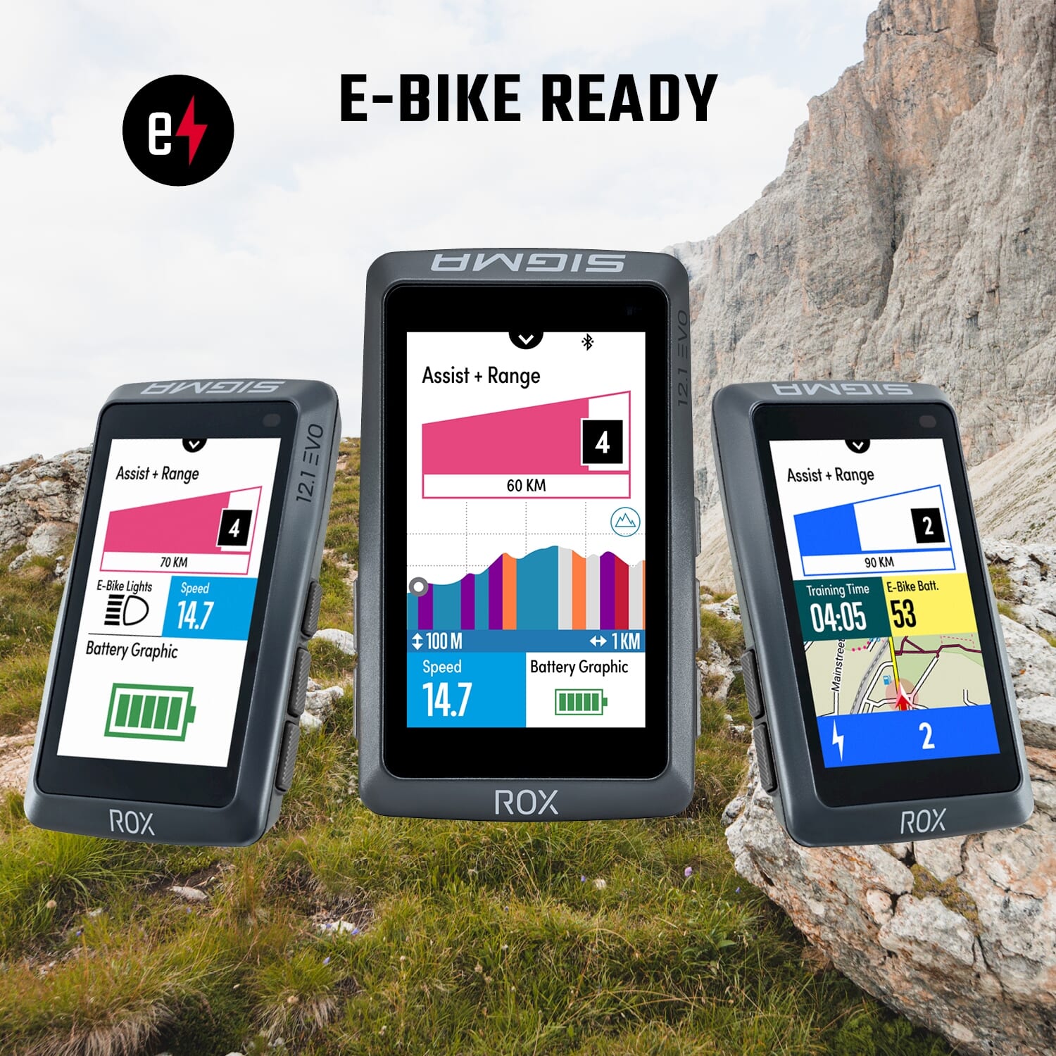 Sigma fietscomputer ROX 12.1 EVO GPS Night Gray Basic